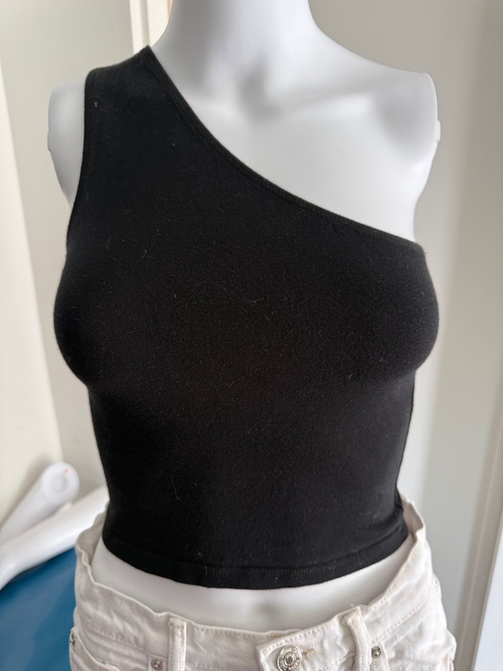 Brandy Melville Black One-Shoulder Crop Top